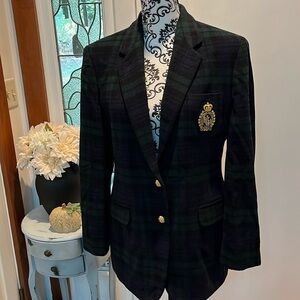 Lauren Ralph Lauren Crest Plaid Blazer 14 Petite